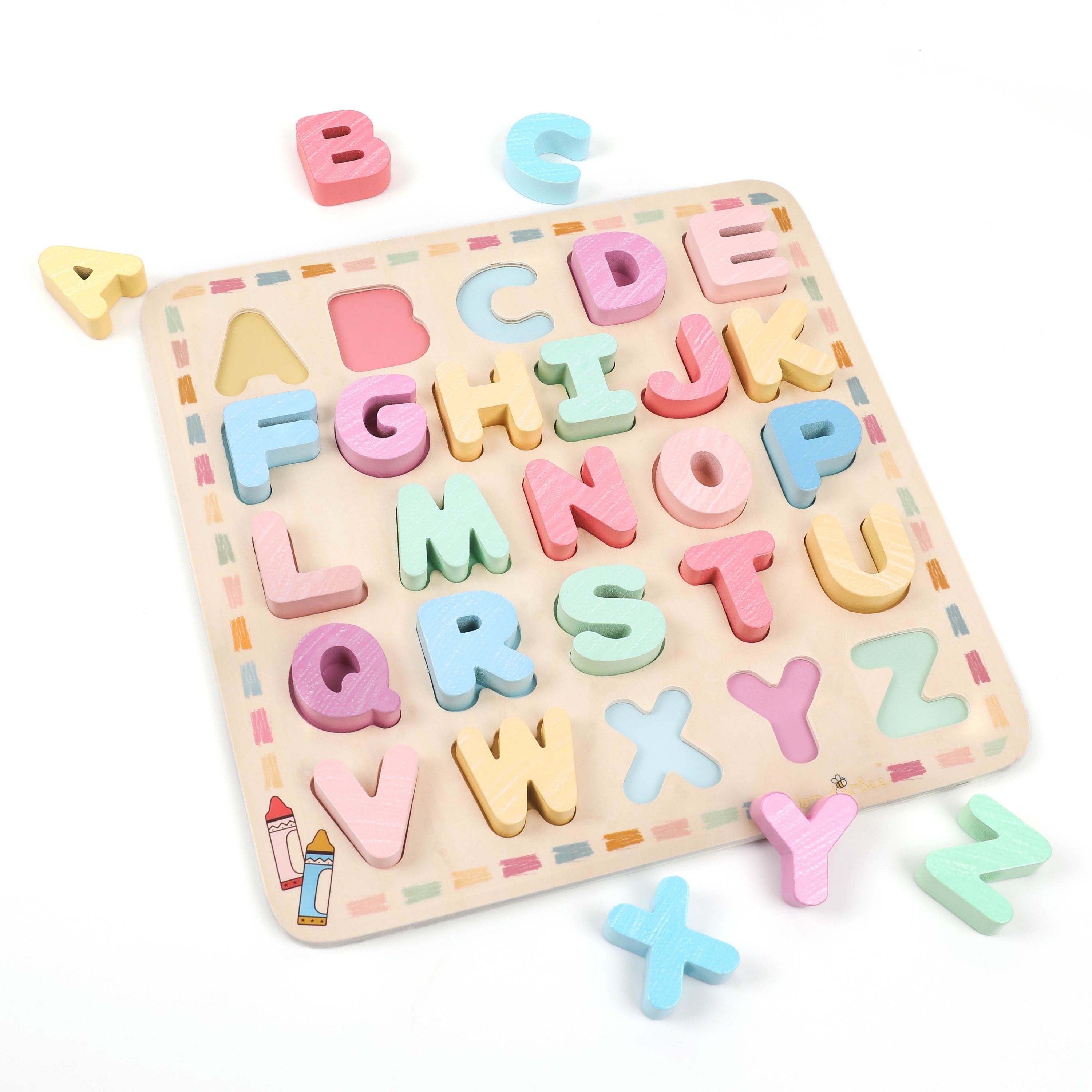Wooden Alphabet Chunky Puzzle with Chalkboard Back