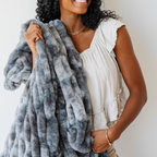 DOUBLE RUCHED FAUX FUR THROW BLANKETS