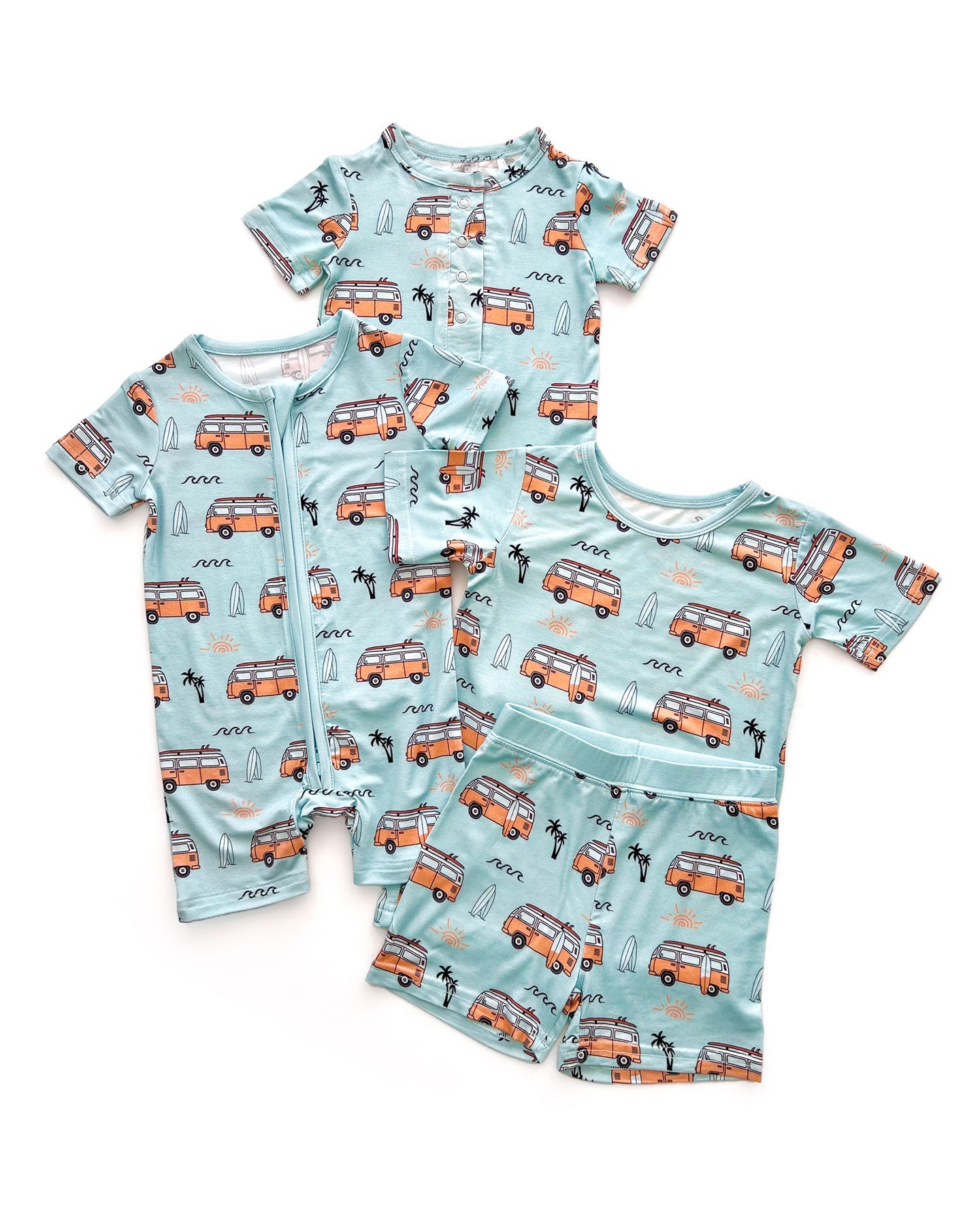 Retro Beach Bamboo Shorts Pajama Set