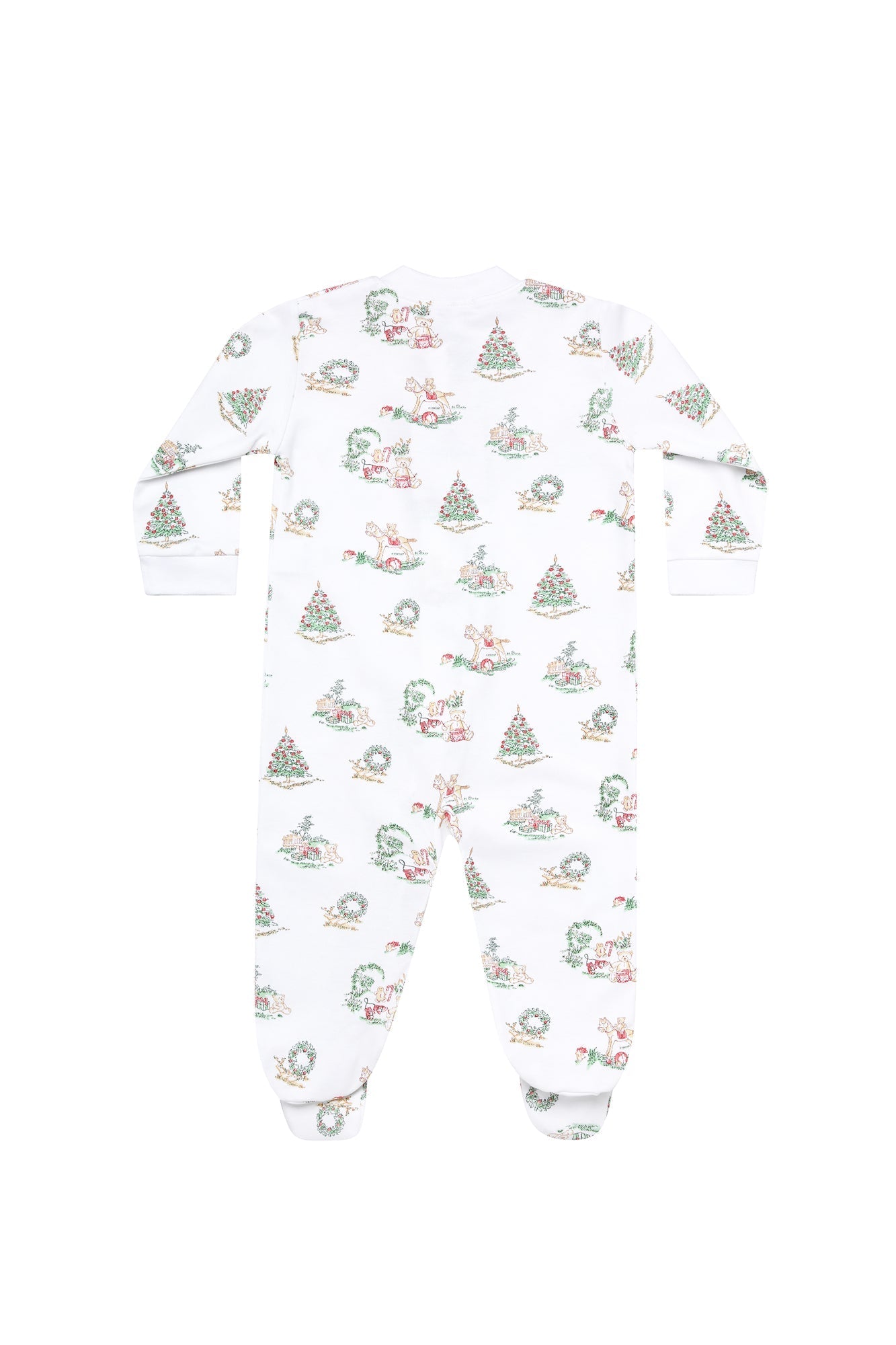 Christmas Toile Pima Cotton Zipper Baby Footie
