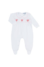 Baby Girl Heart Smocked Pima Cotton Footie