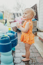 Pink and Yellow Ruffle Two-Piece Swimsuit