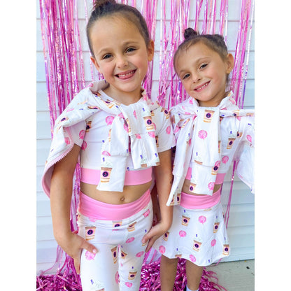 Girls Latte and Cake Pop Print Athletic Jacket