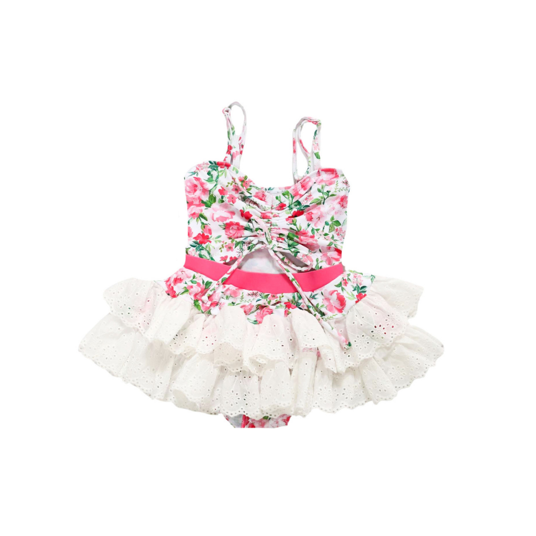 Girls Sunset Floral One Piece Swimsuit