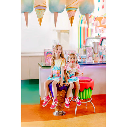 Girls Candyland Sequin Patch Tie-Dye Dress