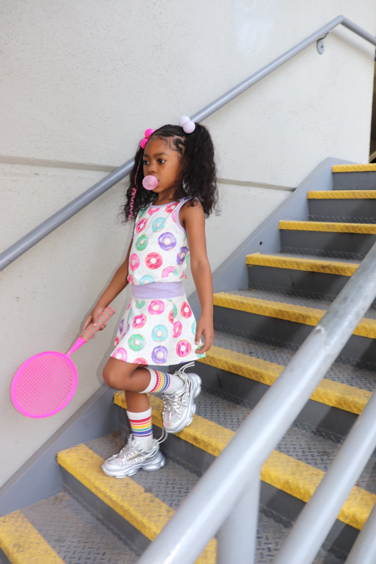 Girls Donut Two-Piece Athletic Tank and Skort Set