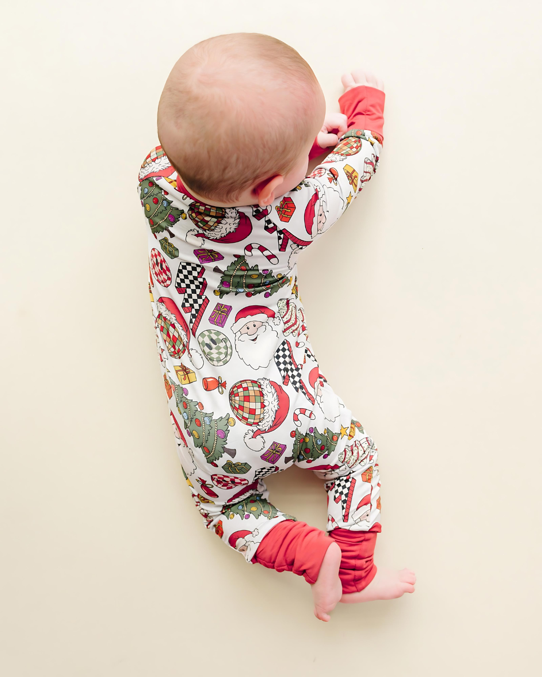 Baby Retro Christmas Bamboo Zip Pajama Romper