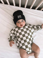 Checkered Bubble Romper - Spruce