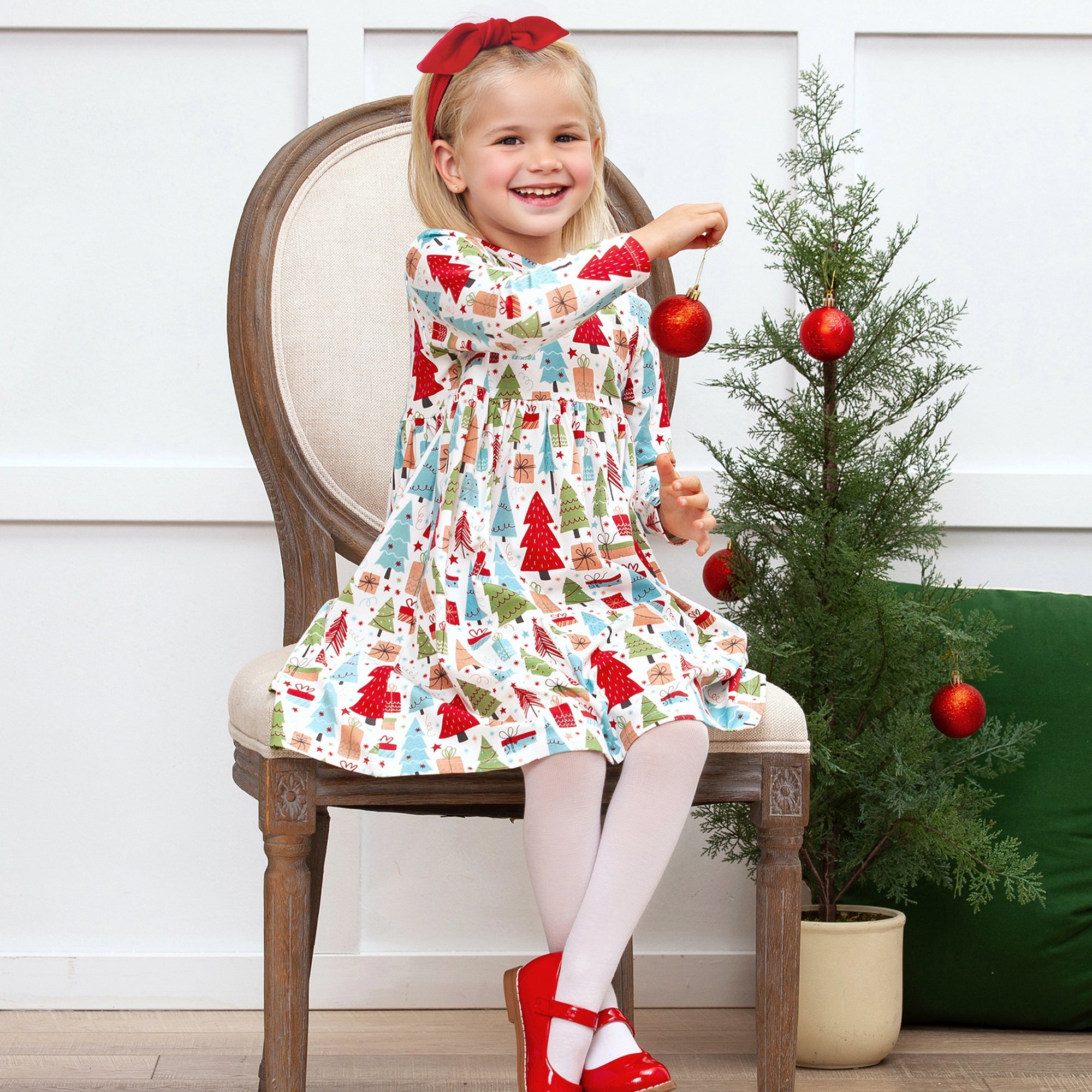 Christmas Merry Girl's Soft Bamboo Dress - Sibling Matching