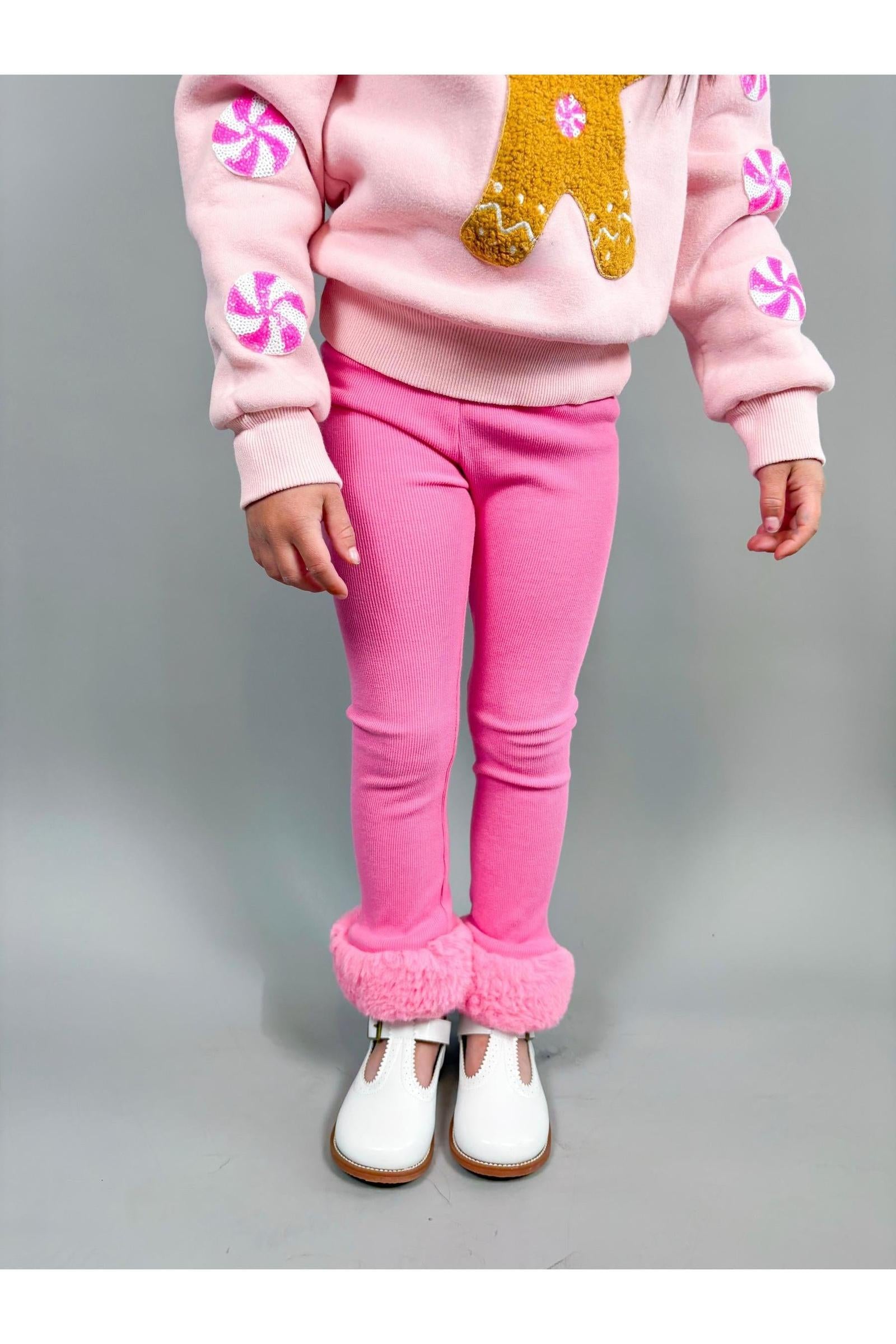 Pink Fur Cuffed Leggings