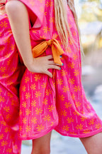 Pink Palm Tree Print Swimsuit Coverup