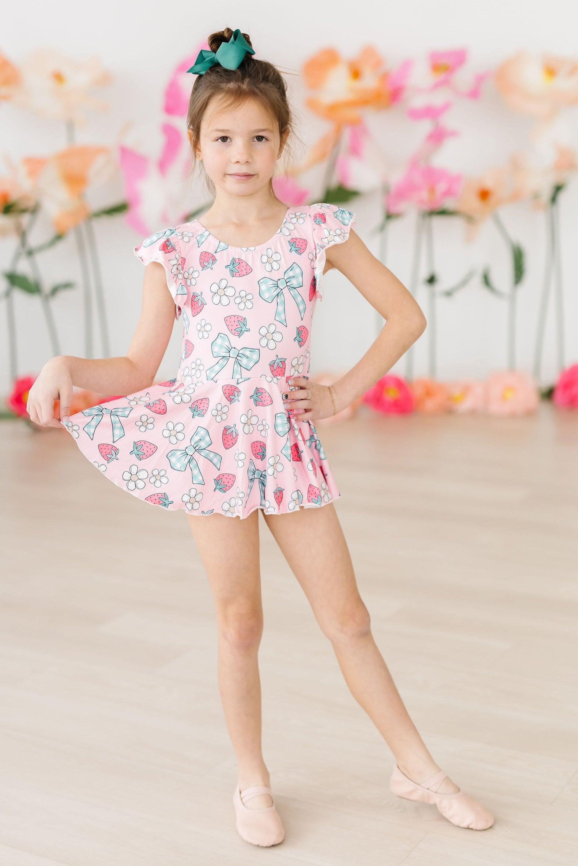 Berry Picnic Short Sleeve Twirl Leotard