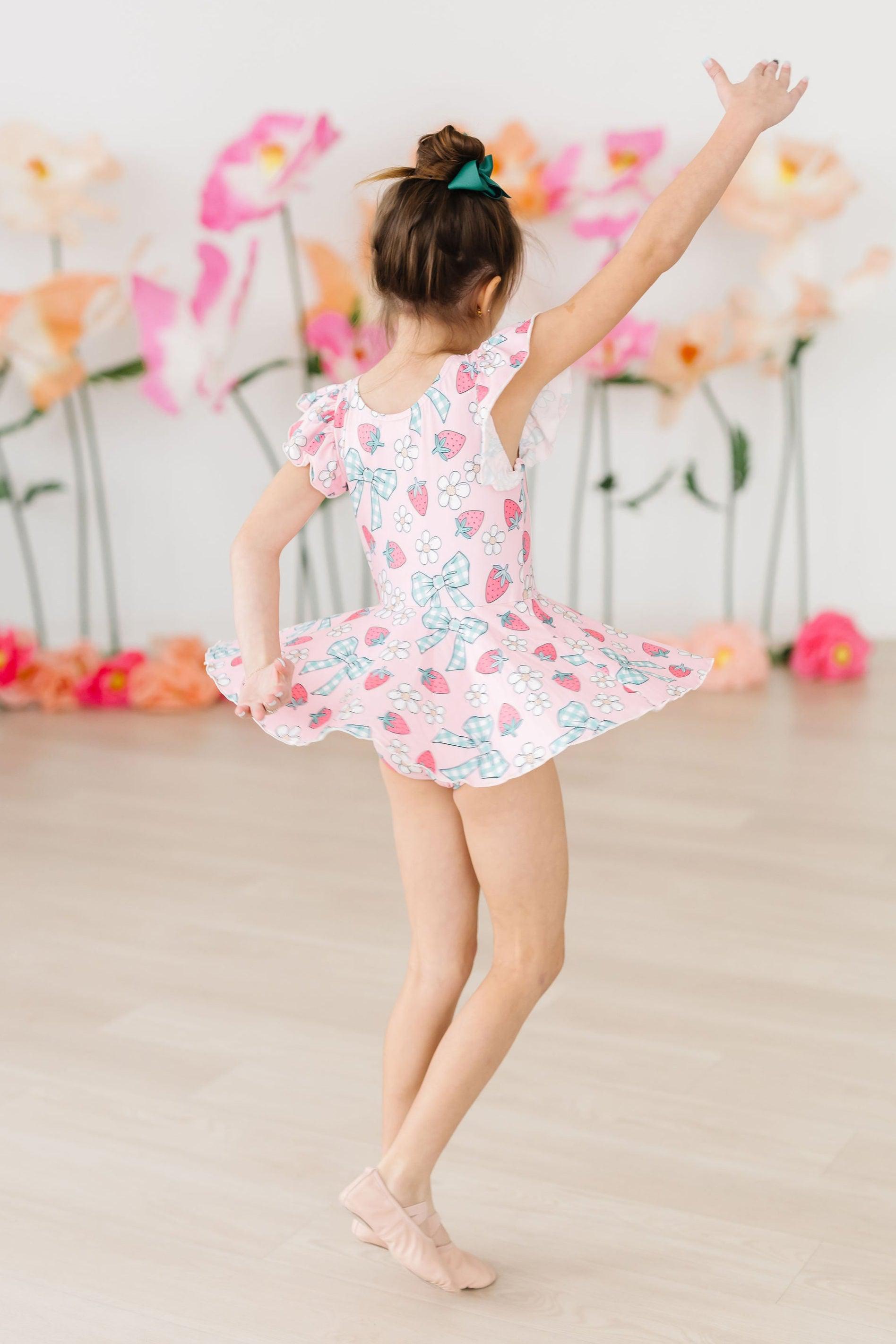 Berry Picnic Short Sleeve Twirl Leotard