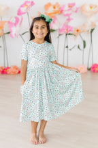 Girls Spring Snails Twirl Dress with Pockets