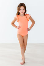 Short Sleeve Flutter Sleeve Leotard