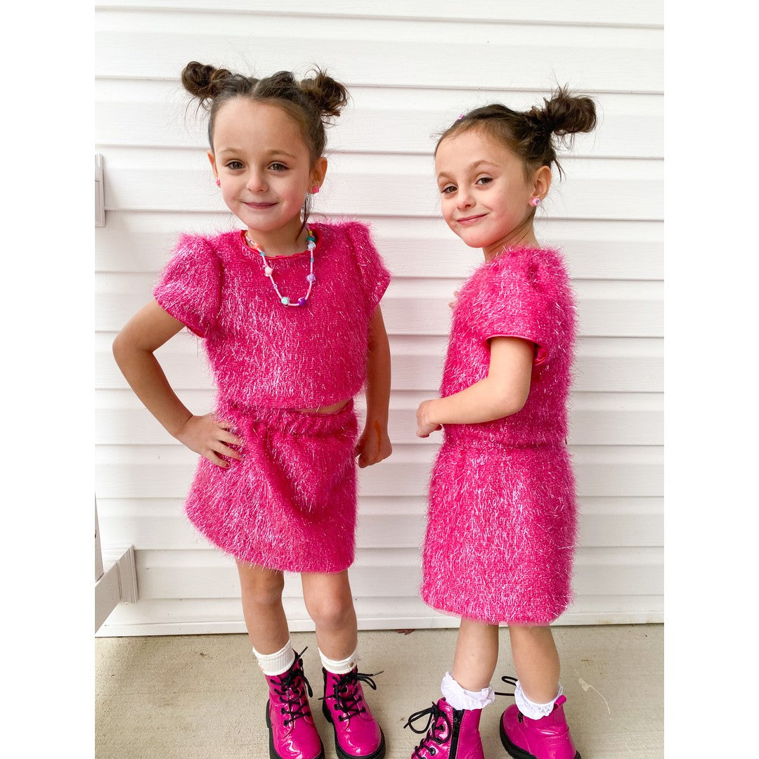Girls Pink Sparkle Tinsel Set
