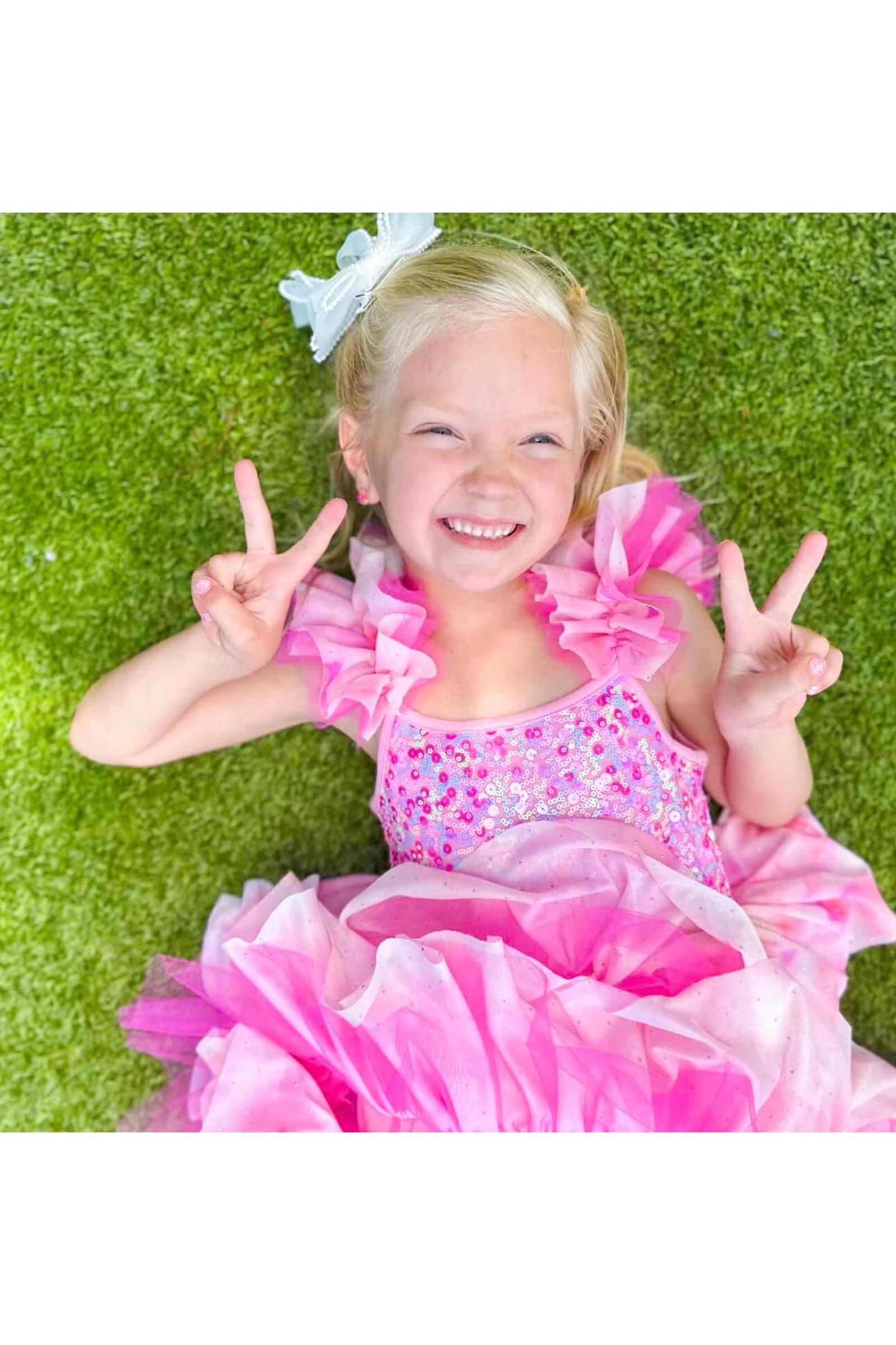 Girls Ombre Pink Sparkle Tulle Dress