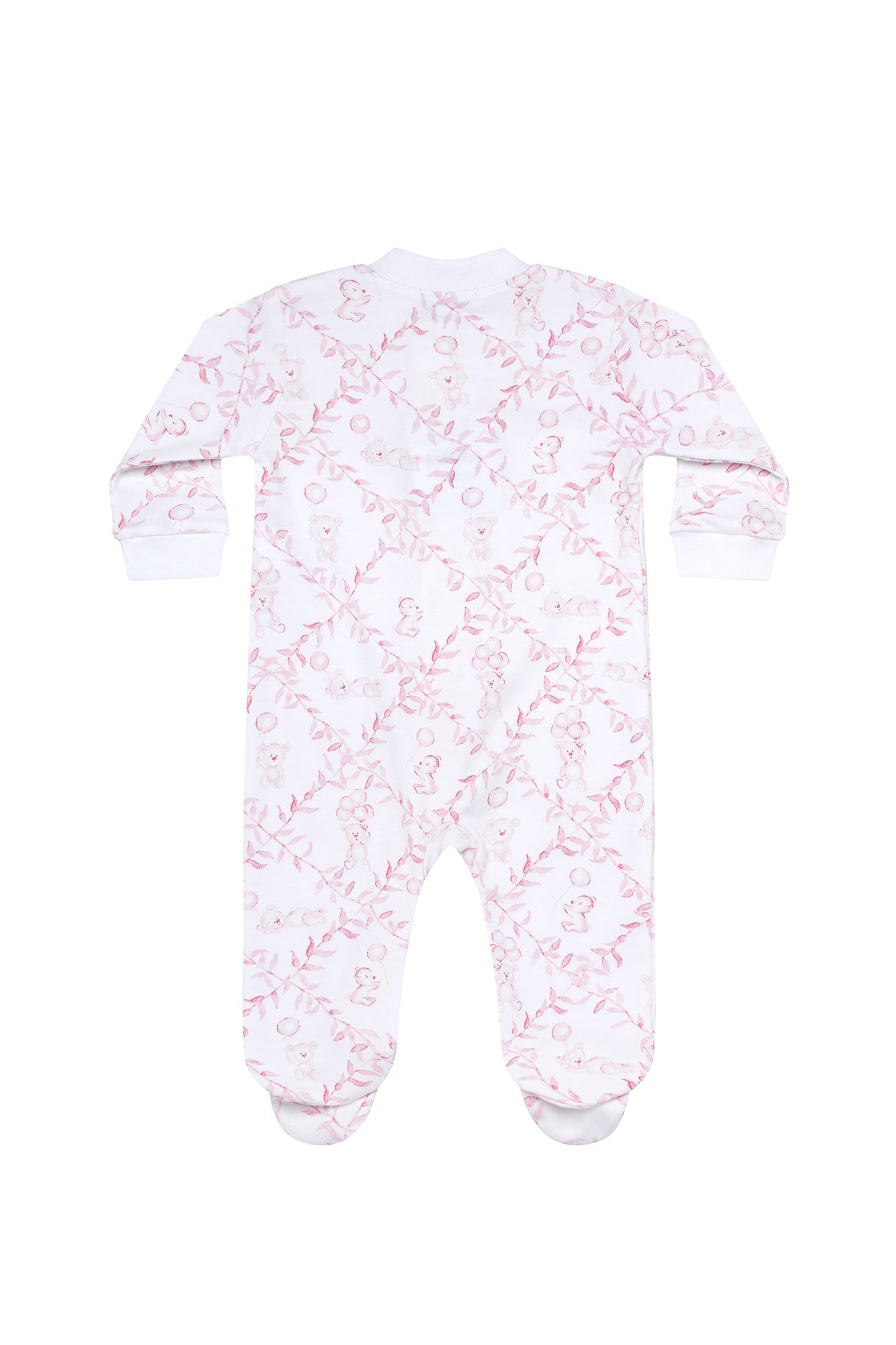 Baby Girl Pink Bears Trellace Zipper Footie