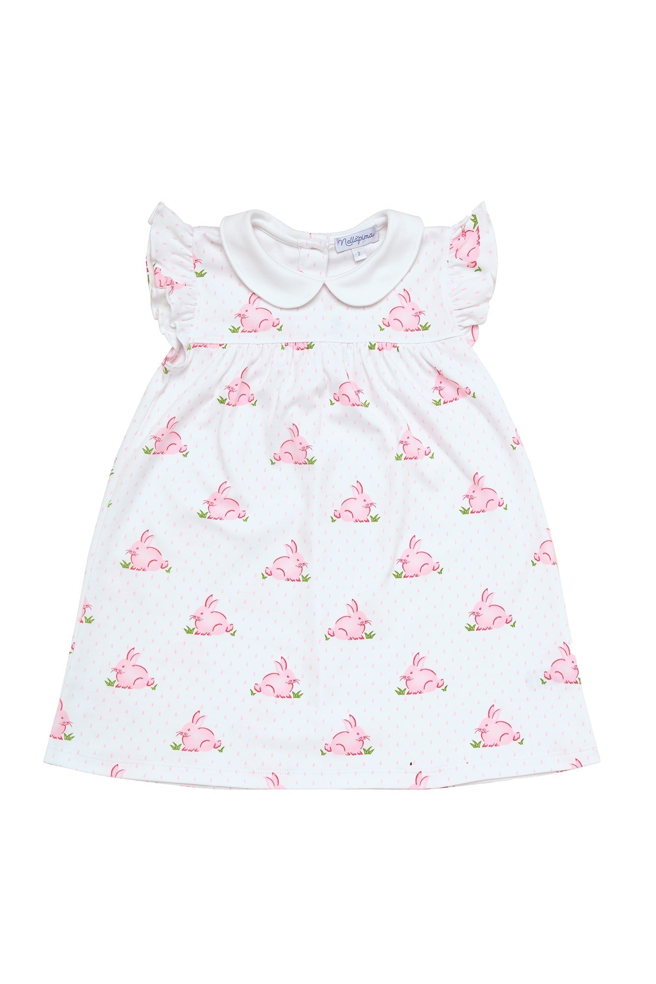 Girls Pink Bunnies Ruffle Pima Cotton Playtime Dress