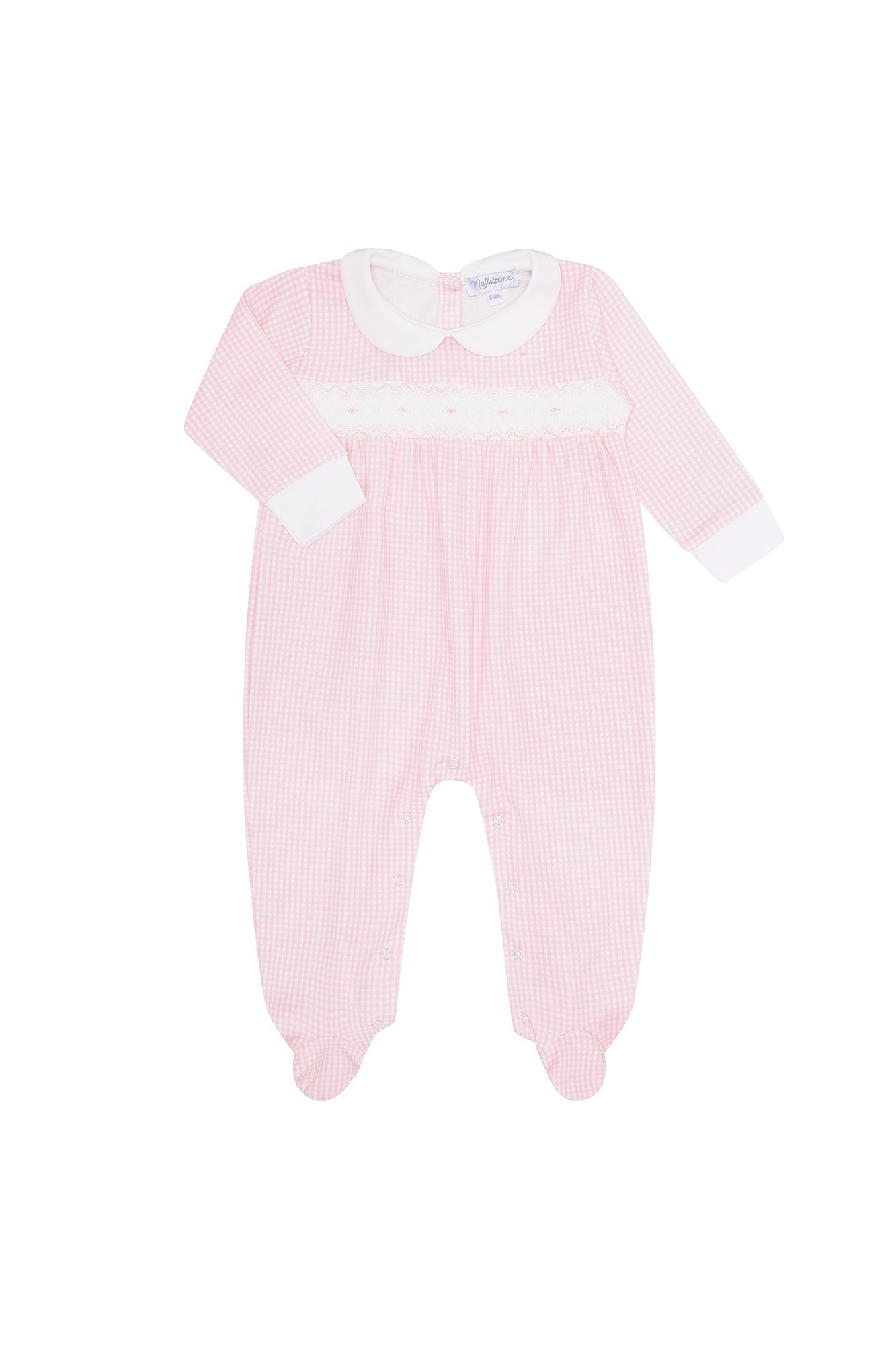 Baby Girl Pink Gingham Pima Cotton Smocked Footie
