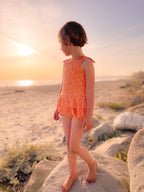 Pink and Yellow Ruffle Two-Piece Swimsuit