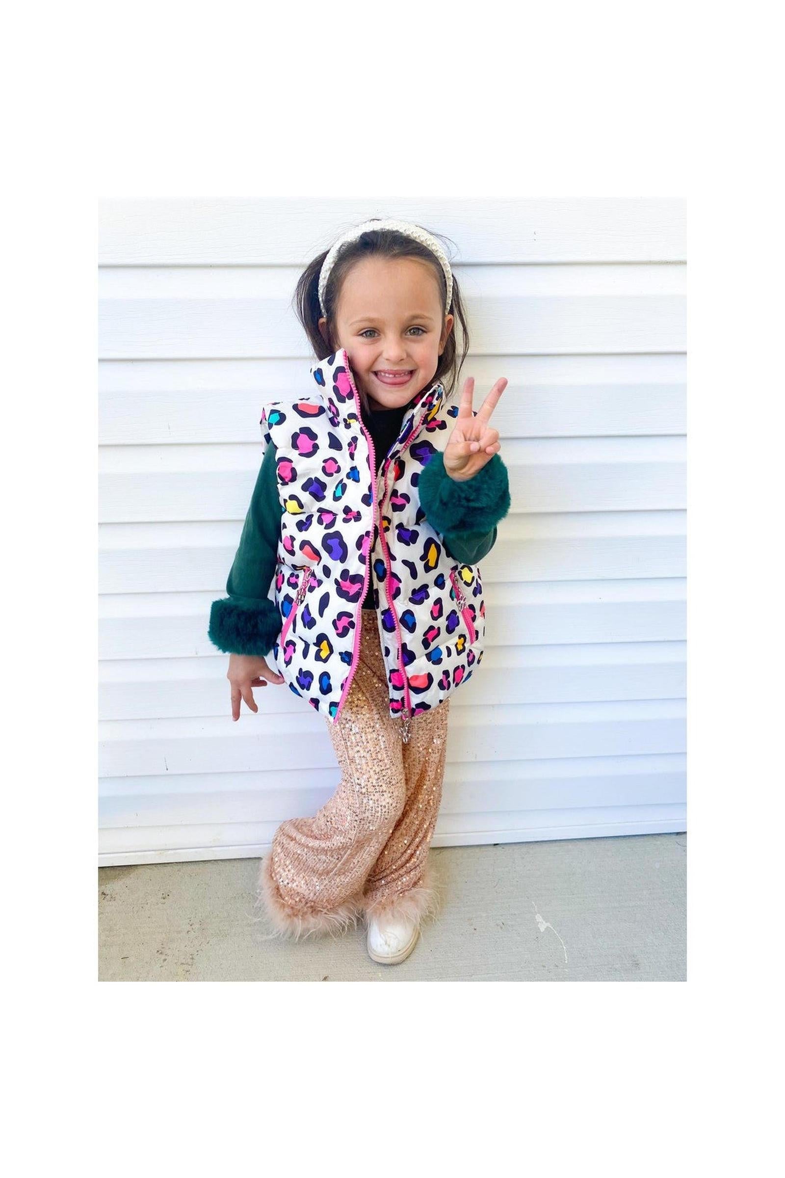 Girls Leopard Print Bubble Vest