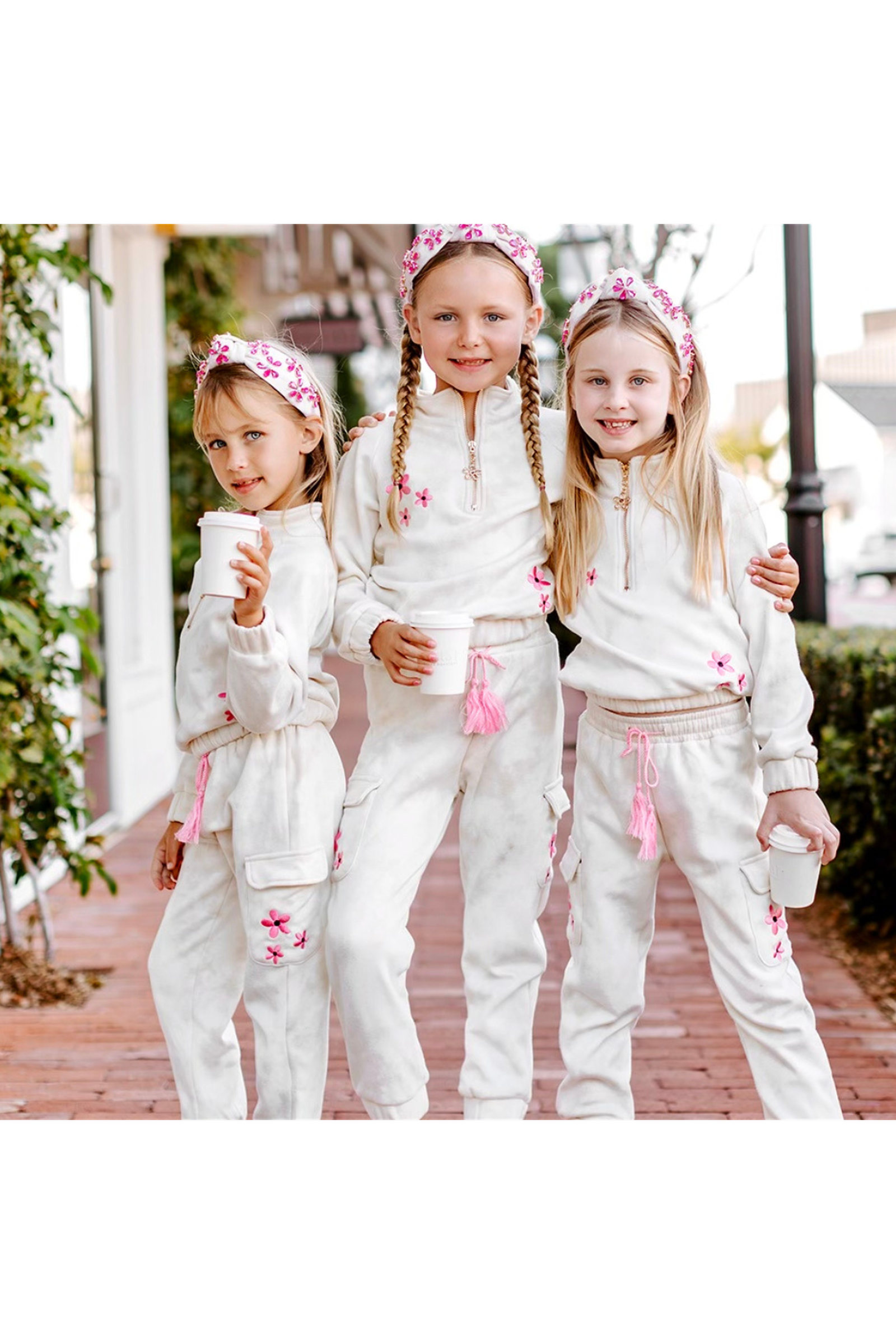 Girls Marble Dye Flower Jogger Set
