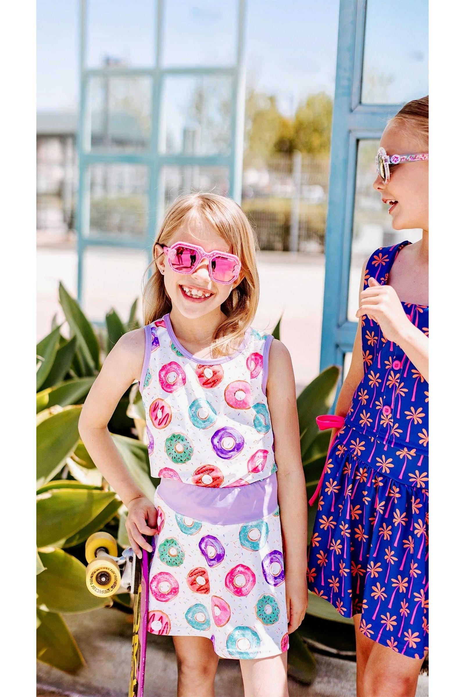 Girls Donut Two-Piece Athletic Tank and Skort Set