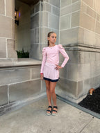 AA Blush Pink Puff Sleeve Cotton Top