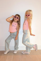 Wide Leg Gem Embellished Jeans