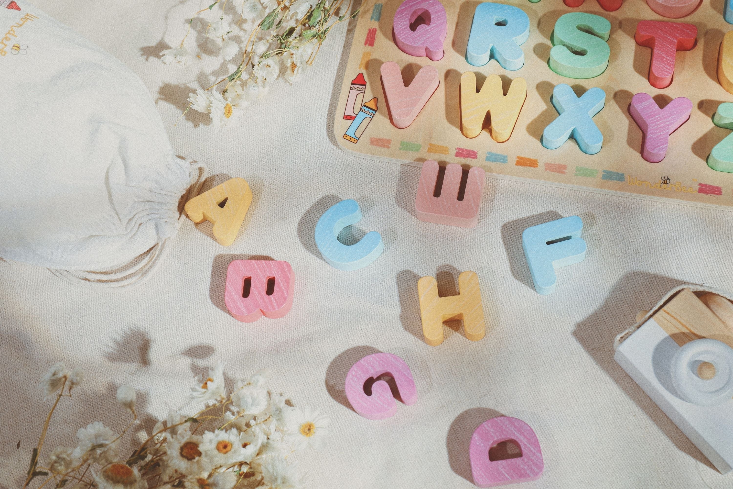 Wooden Alphabet Chunky Puzzle with Chalkboard Back