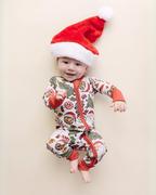 Baby Retro Christmas Bamboo Zip Pajama Romper