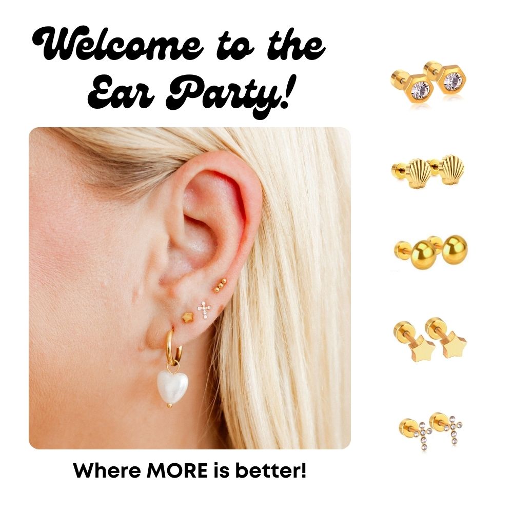 American Heart Stud Earrings – Screwback Gold