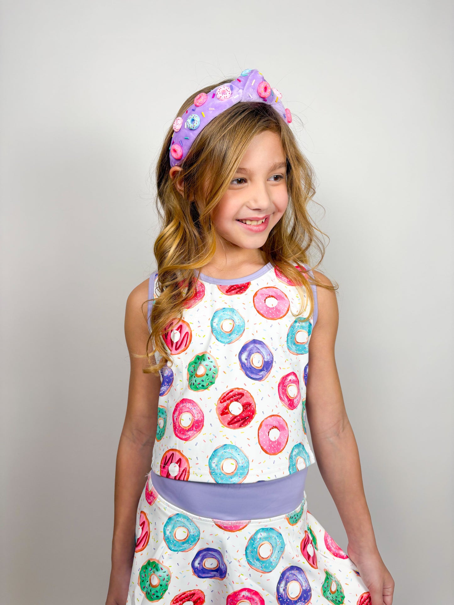 Girls Donut Two-Piece Athletic Tank and Skort Set