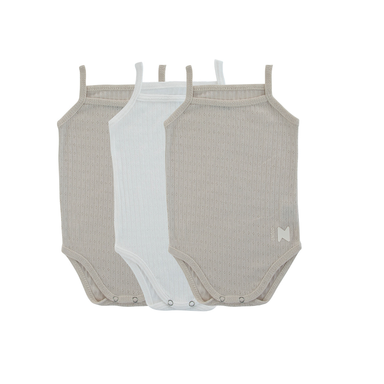 Pointelle Bodysuits – Natural + White (3 Pack, Boy)