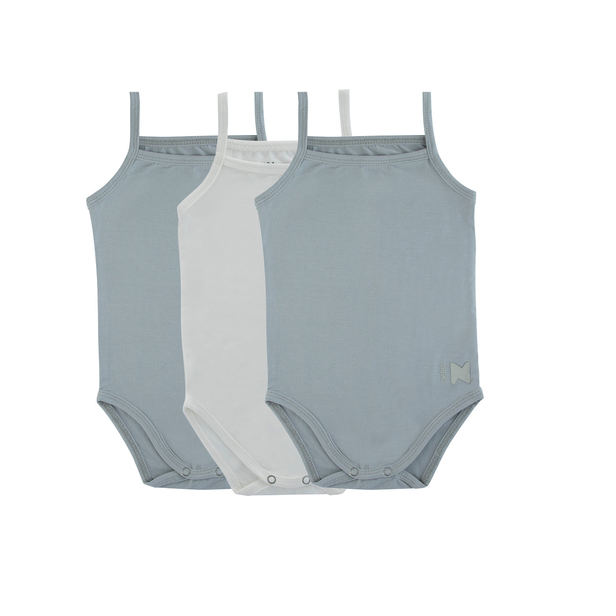Bamboo Bodysuits – Dusty Blue + White (3 Pack)