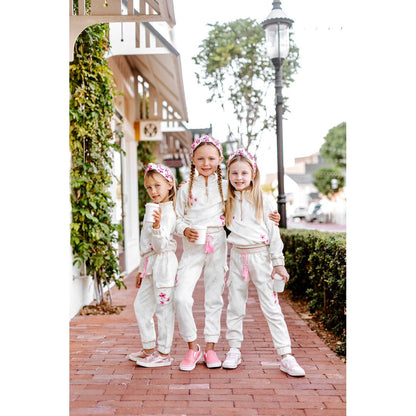 Girls Marble Dye Flower Jogger Set