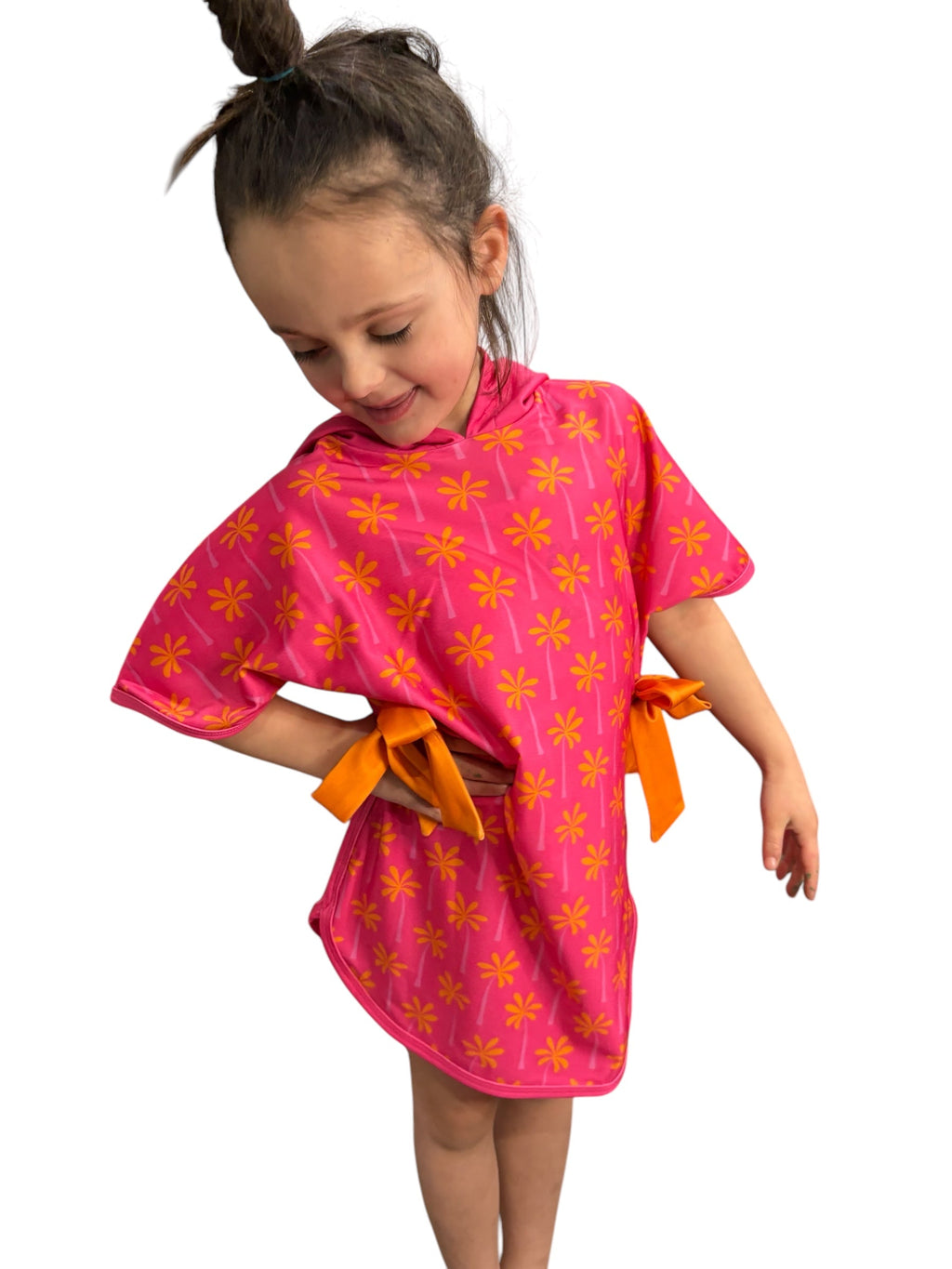 Pink Palm Tree Print Swimsuit Coverup