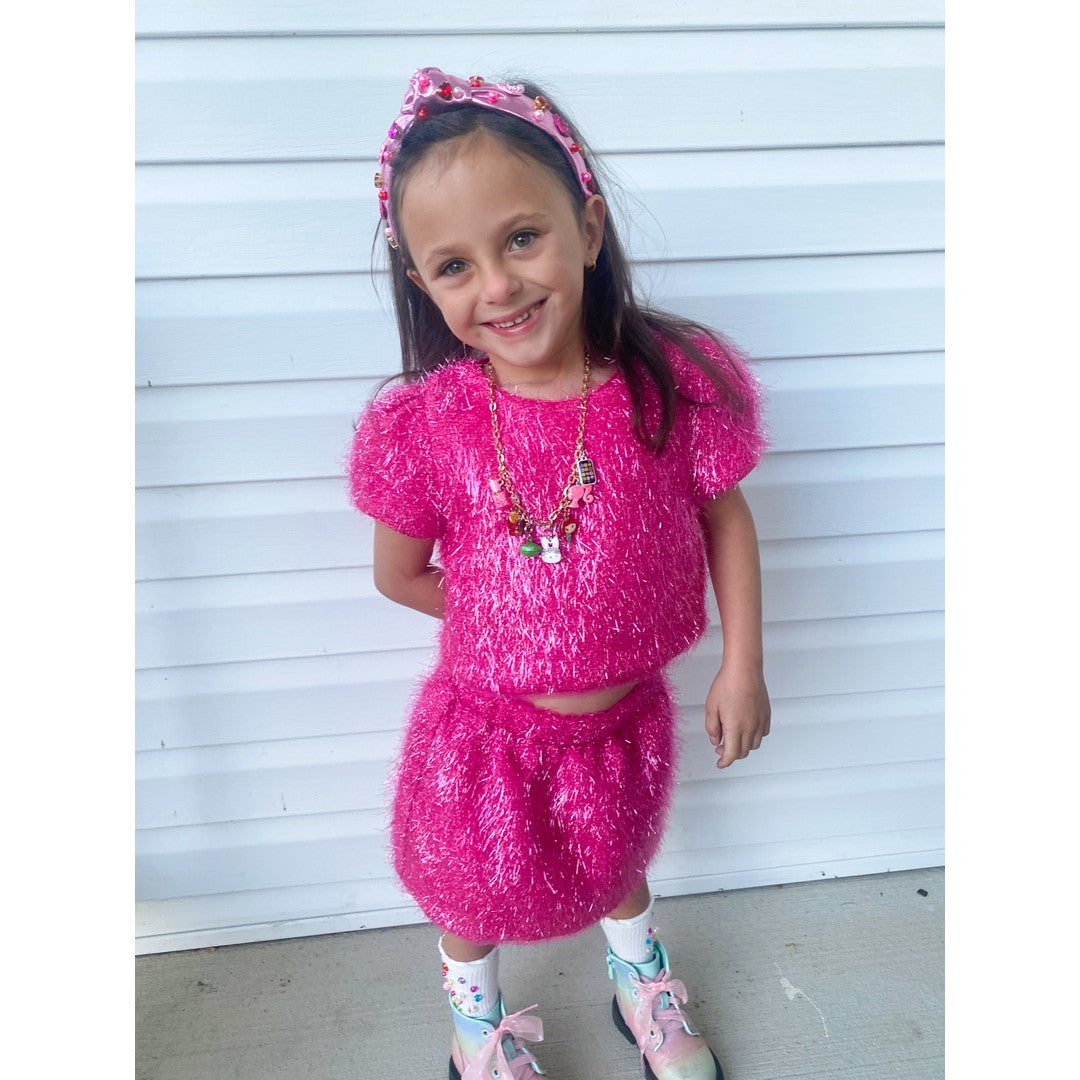 Girls Pink Sparkle Tinsel Set