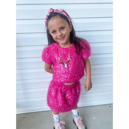 Girls Pink Sparkle Tinsel Set