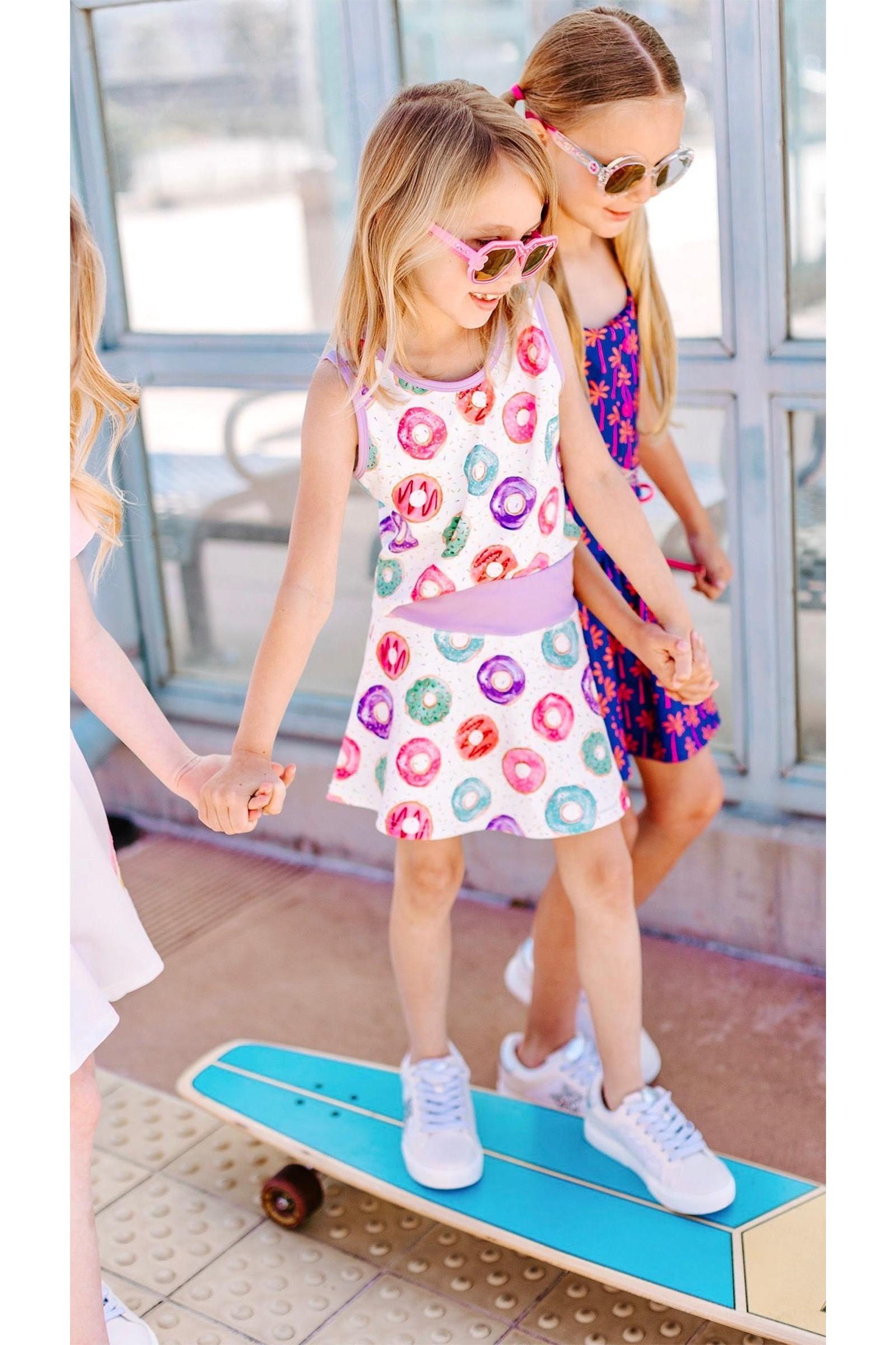 Girls Donut Two-Piece Athletic Tank and Skort Set
