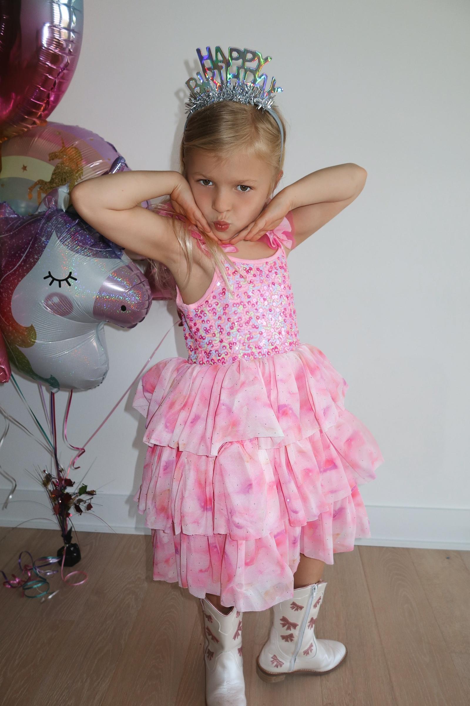 Girls Ombre Pink Sparkle Tulle Dress