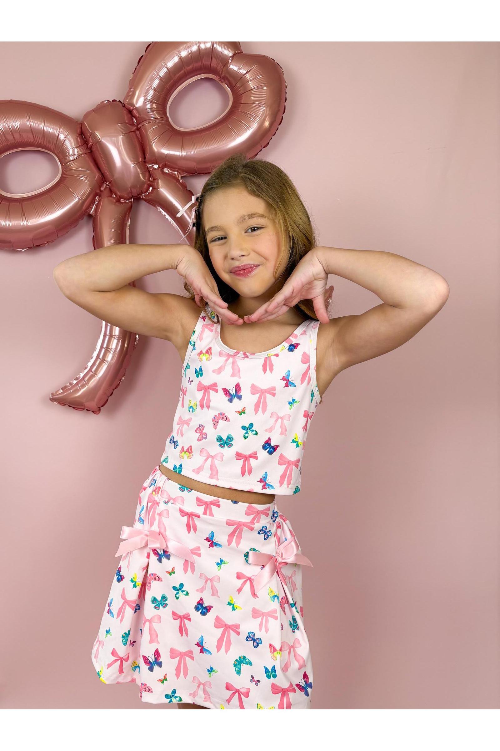 Girls Two-Piece Athletic Tank and Skort Set