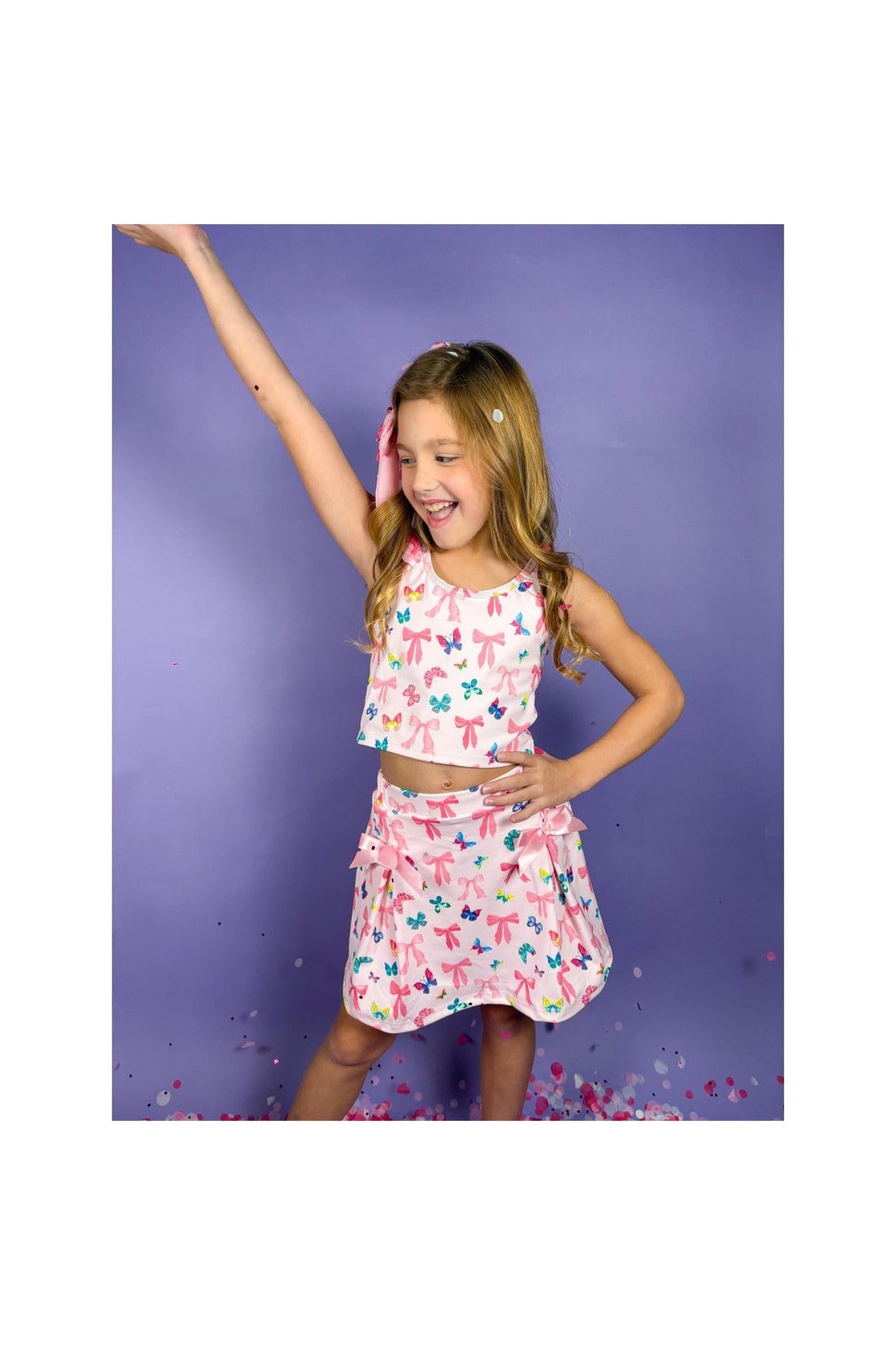 Girls Two-Piece Athletic Tank and Skort Set