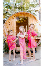 Pink Palm Tree Print Swimsuit Coverup