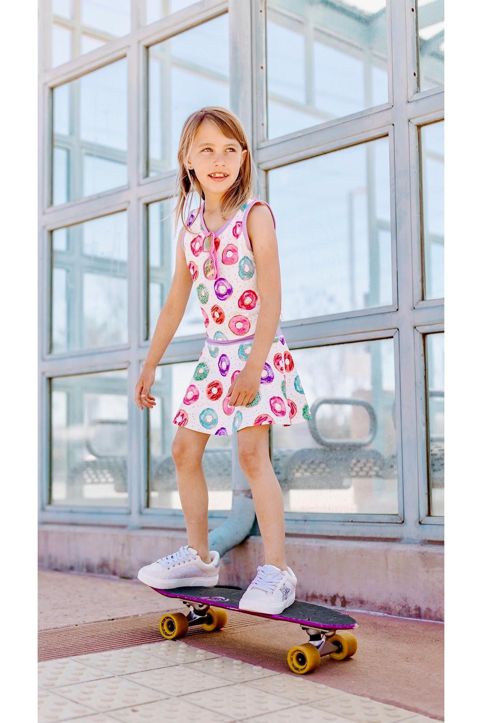 Girls Donut Two-Piece Athletic Tank and Skort Set
