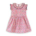 Girls Ana Dress with Ruffles | Red and Blue Floral