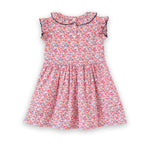 Girls Ana Dress with Ruffles | Red and Blue Floral