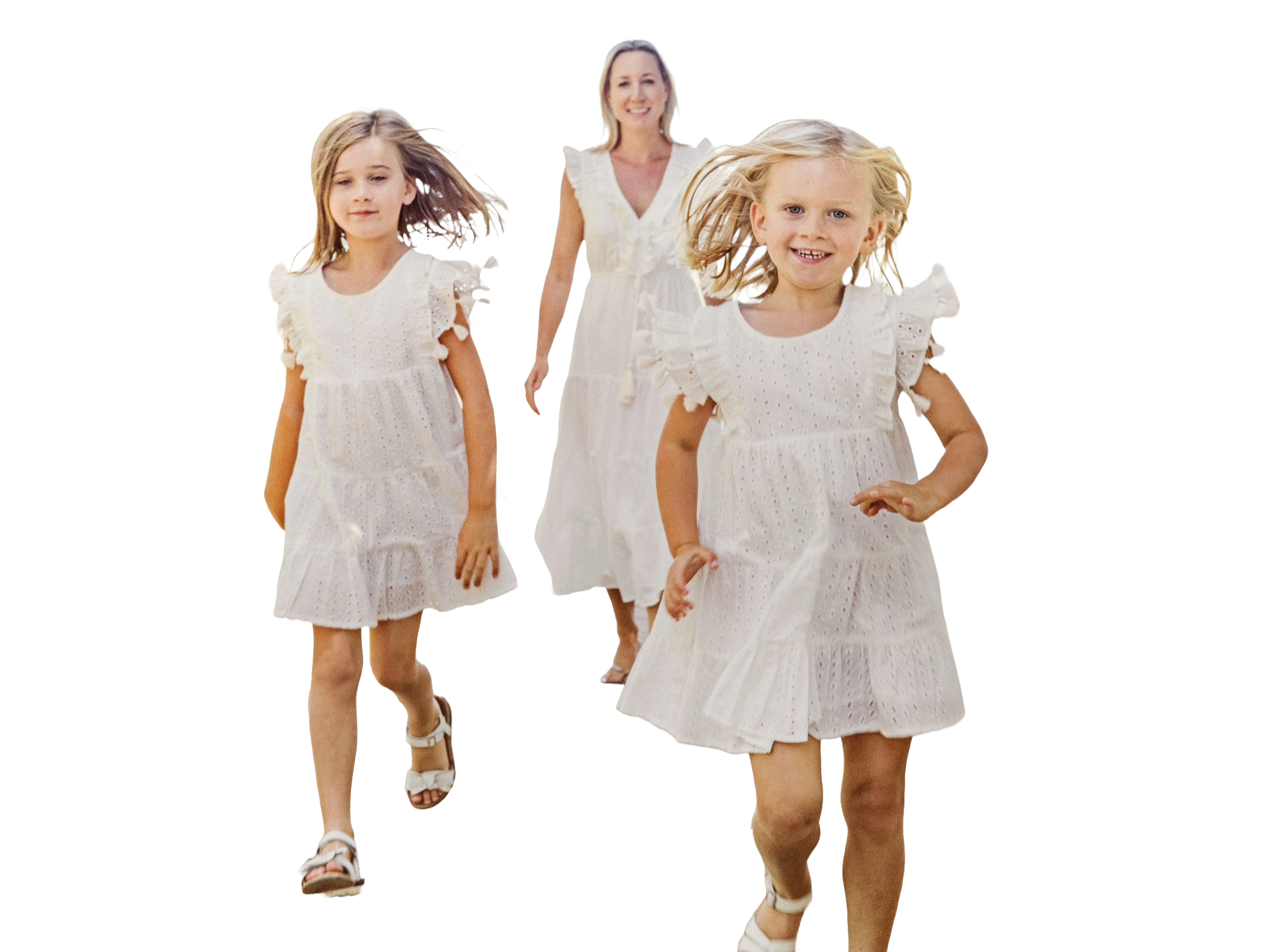 Sophie Girls' Tassel Dress White Eyelet