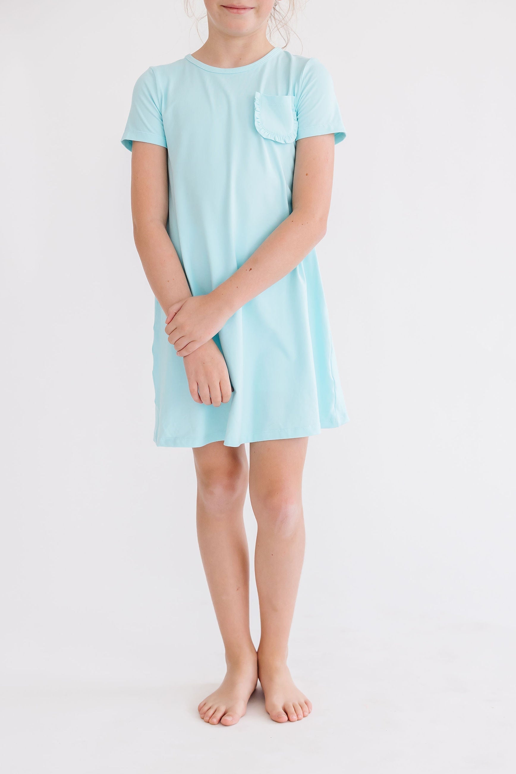 Girls Aqua T-Shirt Dress